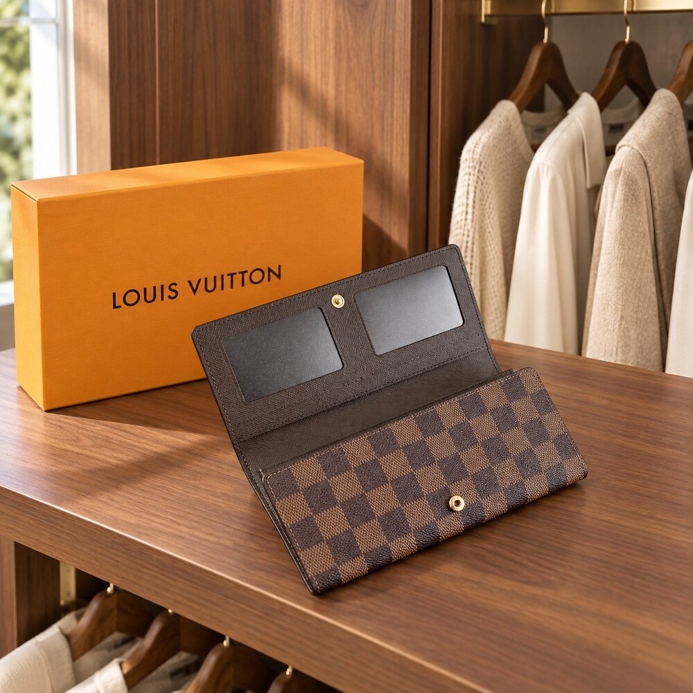 Louis Vuitton Damier Ebene Canvas Portefeuille Sarah Wallet - Picture 4 of 6